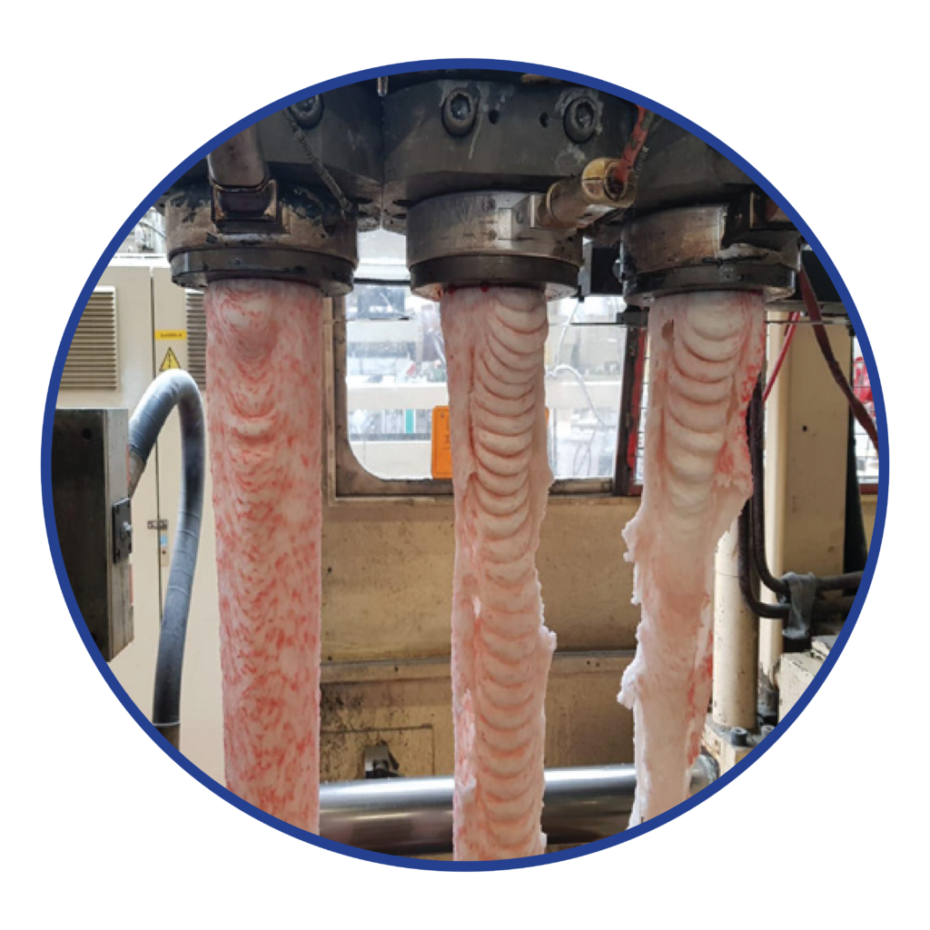 Red HDPE Natural HDPE purge process